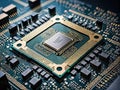 Quantum computer concept with CPU Processor quantum qubit intelligent computing generative AI Royalty Free Stock Photo