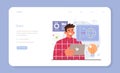 Quantum computer developing web banner or landing page.