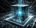 Quantum computer doing complex data processing. Concept of future technology Royalty Free Stock Photo