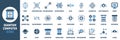 Quantum computer icon set. Containing qubit, superposition Royalty Free Stock Photo
