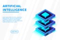 Quantum computer, large data processing, server room, artificial intelligence, data base concept Royalty Free Stock Photo