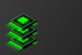 Quantum computer, large data processing, server room, artificial intelligence, data base concept Royalty Free Stock Photo