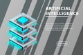 Quantum computer, large data processing, server room, artificial intelligence, data base concept Royalty Free Stock Photo