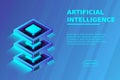 Quantum computer, large data processing, server room, artificial intelligence, data base concept Royalty Free Stock Photo