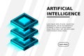 Quantum computer, large data processing, server room, artificial intelligence, data base concept Royalty Free Stock Photo