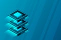 Quantum computer, large data processing, server room, artificial intelligence, data base concept Royalty Free Stock Photo