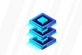 Quantum computer, large data processing, server room, artificial intelligence, data base concept Royalty Free Stock Photo
