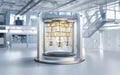 Quantum computer machine in shield capsule