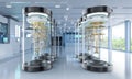Quantum computer machines in shield capsules at laboratory