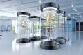 Quantum computer machines in shield capsules at laboratory