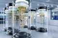 Quantum computer machines in shield capsules at laboratory