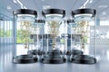 Quantum computer machines in shield capsules at laboratory