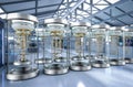 Quantum computer machines in shield capsules at laboratory