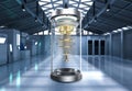 Quantum computer machines in shield capsules at laboratory