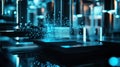 Futuristic quantum computer processing data in a technological environment