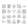 quantum computer qubit icons set vector Royalty Free Stock Photo