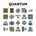 quantum computer qubit icons set vector Royalty Free Stock Photo