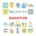 quantum computer qubit icons set vector Royalty Free Stock Photo