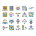 quantum computer qubit icons set vector Royalty Free Stock Photo