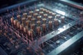 Quantum computer, with qubits changing state, achieving quantum supremacy. Conceptual illustration. Generative AI
