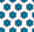 Quantum computer qubits, seamless pattern - any amount of qubits you want. Inside hexagonal wiring each quantum bit is Royalty Free Stock Photo