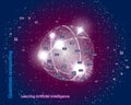 Quantum computing. Big data. Learning artificial intelligence infographic vector illustrations. Algorithms visualization for Royalty Free Stock Photo