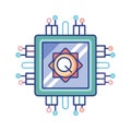 Quantum Computing Chip with Letter Q Icon for Science and Technology Royalty Free Stock Photo