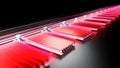 Quantum computing chips with radiant elements in a state-of-the-art tech lab
