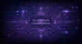 Quantum Computing Circuit Board Design with Purple Neon Lights and Futuristic Technology Background Royalty Free Stock Photo