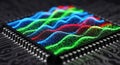 Quantum Computing Colorful Waveform on Microchip Processor Royalty Free Stock Photo