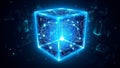 Quantum Computing Cube, Cube-shaped quantum computer made from unique and visually intriguing glass material. Royalty Free Stock Photo