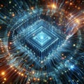 Quantum computing data stream. Blockchain matrix