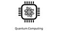 Quantum computing icon with atom symbol and microchip design, representing advanced technology and future innovation in computing Royalty Free Stock Photo