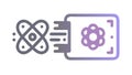 Quantum Computing Icon, Interconnected Atomic Structure Technology, vector design Generative AI Royalty Free Stock Photo