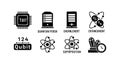 Quantum computing icons set including qubit superposition entanglement and quantum processor chip vector illustration Royalty Free Stock Photo