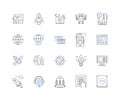 Quantum computing line icons collection. Quantum, Computing, Qubit, Superposition, Entanglement, Interference, Algorithm Royalty Free Stock Photo