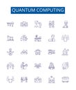 Quantum computing line icons signs set. Design collection of Quantum, Computing, Physics, Algorithm, Mechanics