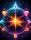 Quantum computing network connecting qubits in a complex system Royalty Free Stock Photo
