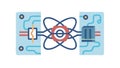 Quantum computing process, atomic data flow, scientific algorithm. vector design Generative AI Royalty Free Stock Photo