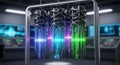 Quantum Computing Processor with Glowing Qubits in Futuristic Science Lab Royalty Free Stock Photo
