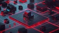 Quantum computing processor managing data flow in futuristic cybersecurity system Royalty Free Stock Photo