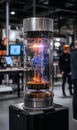 Quantum computing research device with glowing core
