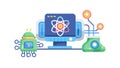 Quantum Computing Software Icon, Scientific Research, Advanced Algorithms, vector design Generative AI Royalty Free Stock Photo