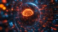 Quantum computing visual representation highlighting qubits, superposition, and algorithmic neural networks for data Royalty Free Stock Photo