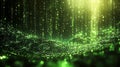 Quantum Computing Visualization Green Matrix Royalty Free Stock Photo