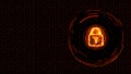 Quantum cryptography security lock matrix technology hexagon wire animation red theme