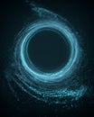 Quantum Data Portal Formed by Turquoise Particles on Dark Background Royalty Free Stock Photo