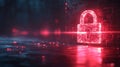 Quantum encryption lock symbolizing security and protection against eavesdropping in digital networks. Generative AI