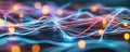 Quantum encryption visualized as colorful, tangled light paths securing data, futuristic protection