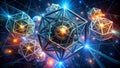 Quantum Entanglements: A Tapestry of Interconnected Geometric Forms  AI generated Royalty Free Stock Photo